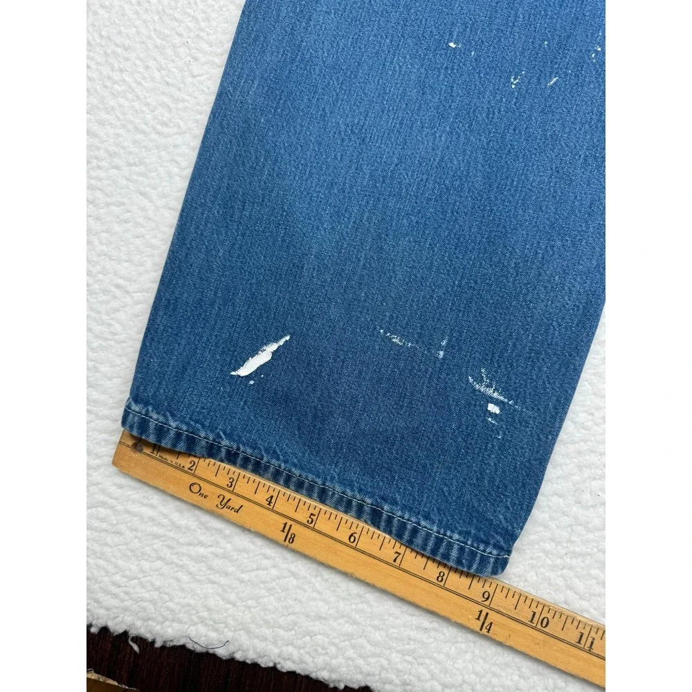 + Carhartt Straight Jeans Blue 40x34 Carpenter 382-83 Paint Distressed
